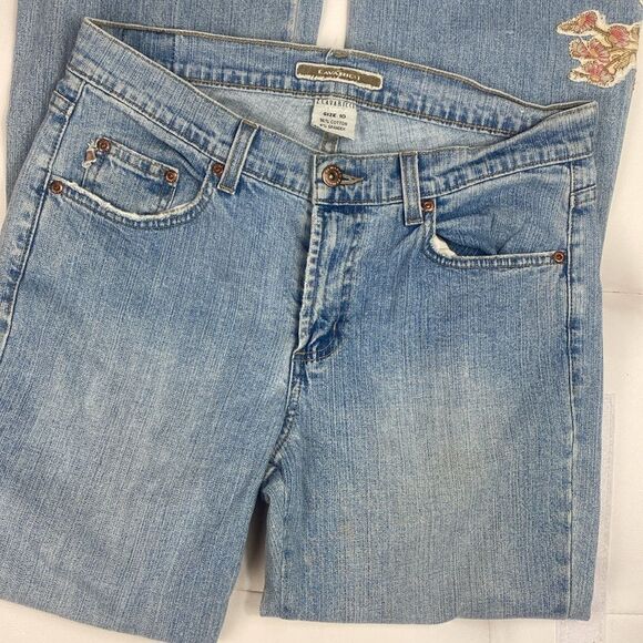Vintage Cavaricci Floral Patchwork Y2K Bootcut Jeans Size 10 E - Picture 2 of 10